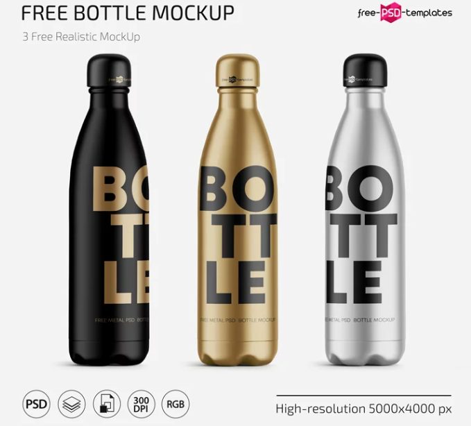 Free Bottle Mockups in PSD