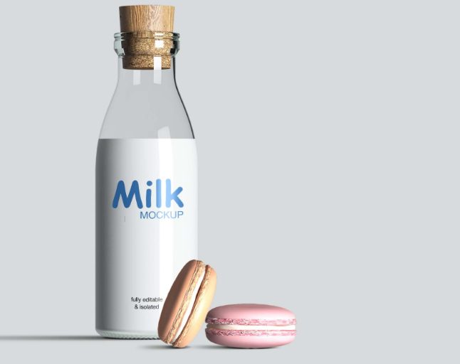 Free Glass Milk Bottle Mockup (PSD)