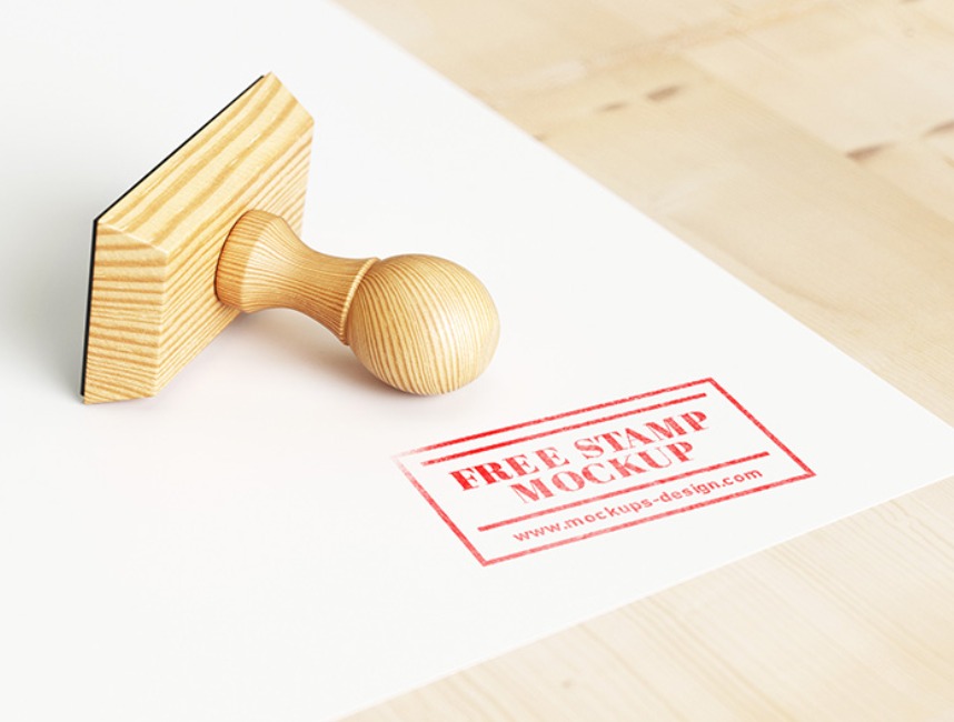Free Wood Rubber Stamp Mockup