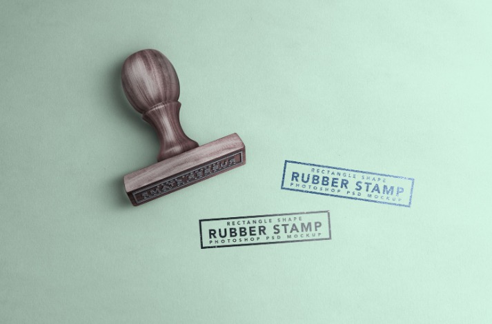 Free Wooden Rectangle Rubber Stamp Mockup PSD