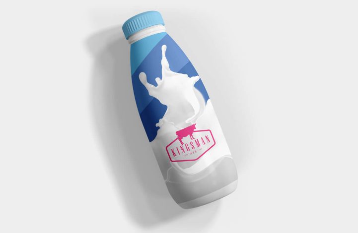 Milk and Drink Water Plastic Bottle Mockup